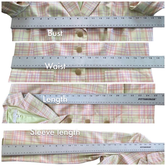 ESCADA silk plaid pink yellow blazer sz 40 - business casual - designer - SILK - Picture 6 of 16
